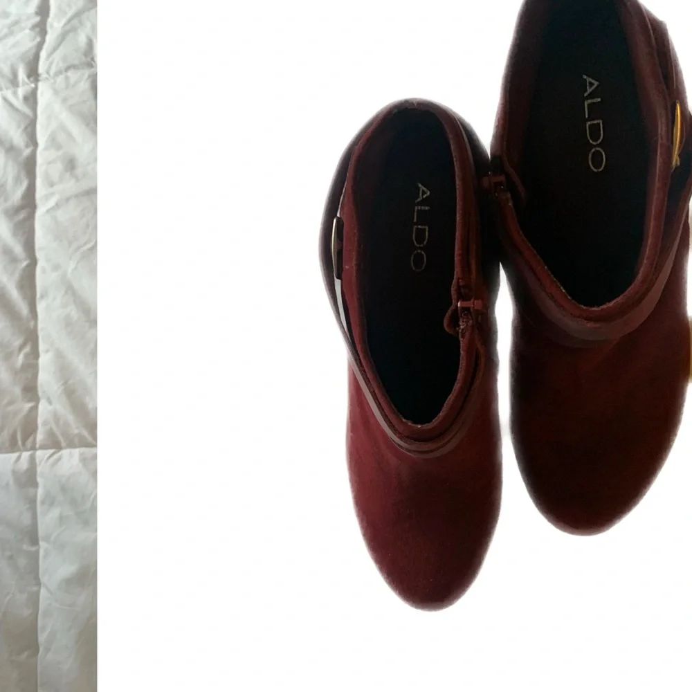 Aldo Brackney burgundy platform heeled ankle boot 7 - Picture 4 of 6